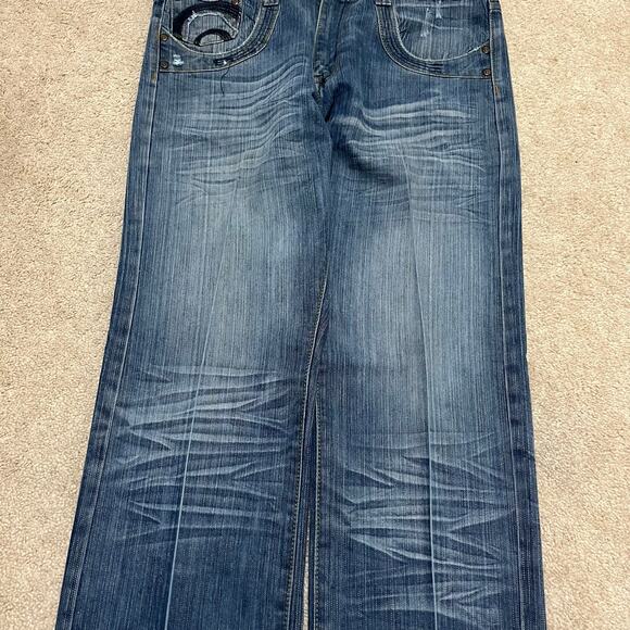 Indigo Thirty Faded Baggy Blue Jeans 36Wx33L - Picture 4 of 8